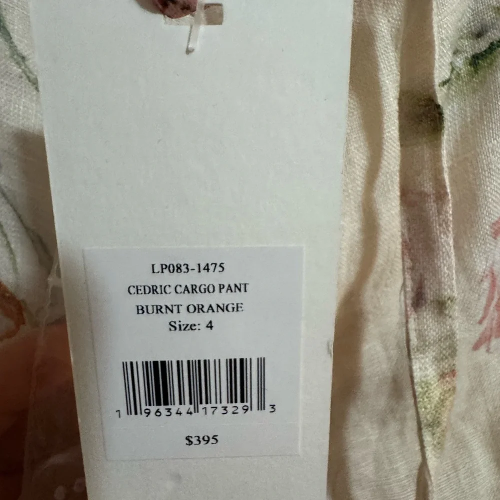 NWT LoveShackFancy Cedric Linen Cargo Pants in Burnt Orange Floral - Picture 5 of 5